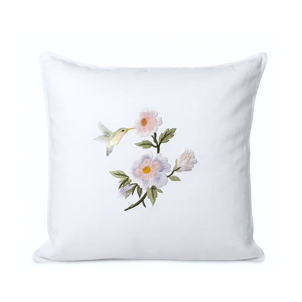 Marbella Bird Embroidered 40x40 cm Pillow Cover