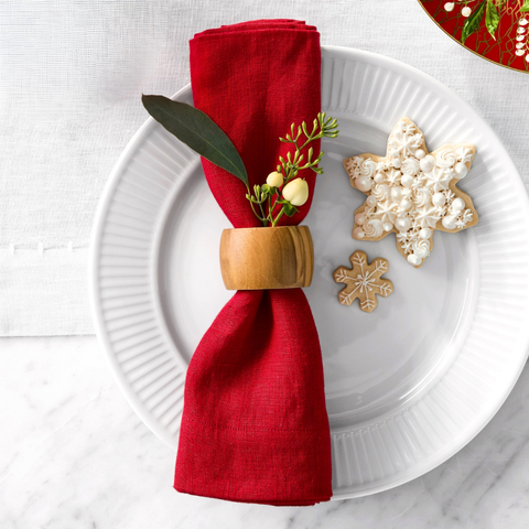 Genoa Woven Linen Stain Resistant Napkin Red (2 Pack)