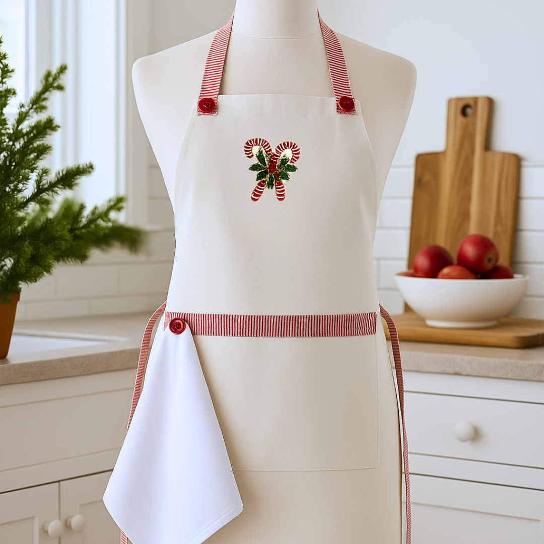 Candy Tasarım Mutfak Önlük Seti Ekru