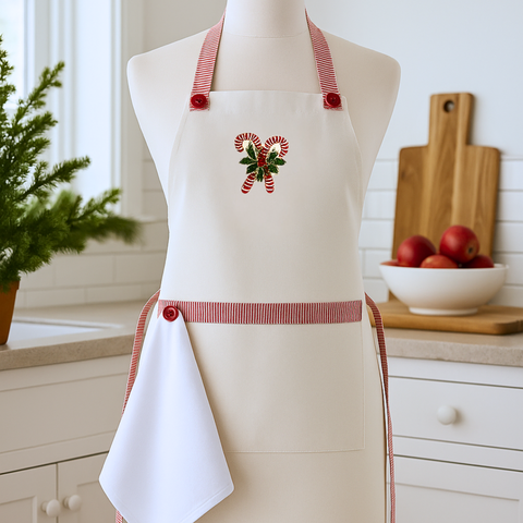 Candy Tasarım Mutfak Önlük Seti Ekru