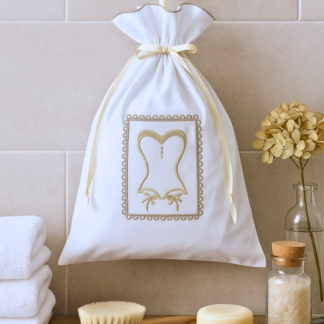 Cindra Embroidered Underwear Bag Beige