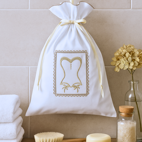 Cindra Embroidered Underwear Bag Beige