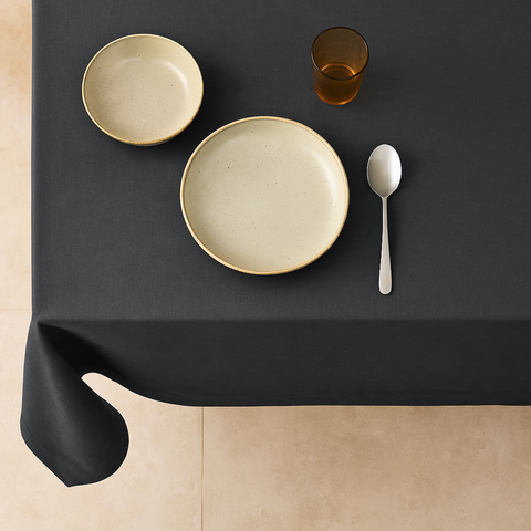 Genoa Woven Linen Stain Resistant Table Linen Anthracite