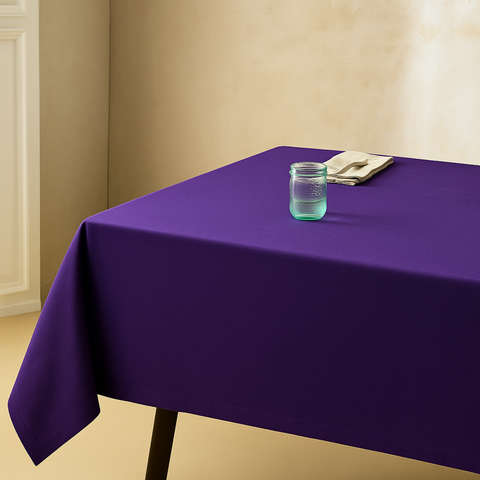 Genoa Woven Linen Stain Resistant Table Cloth Purple