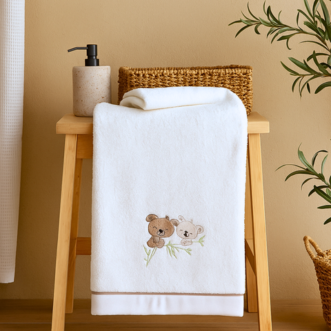 Merina Embroidered Premium Cotton Bath Towel Orange