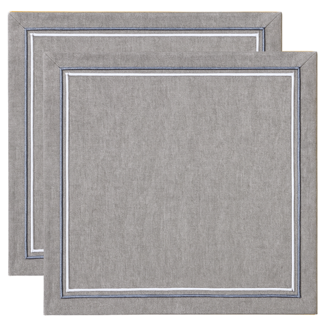 2 Sıra Piko Nakış Detaylı Keten Leke Tutmaz Peçete Taş (2'li Set)