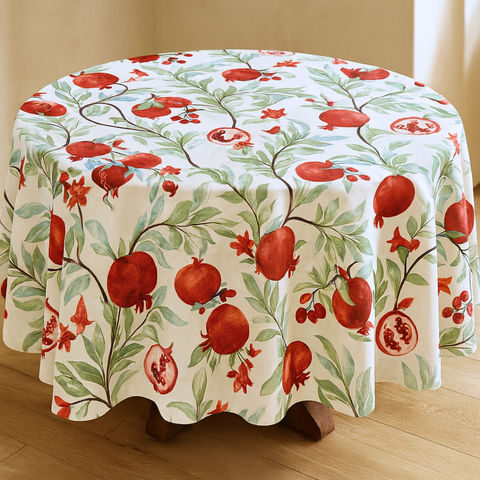 Genoa Woven Linen Stain Resistant Round Table Cloth Red