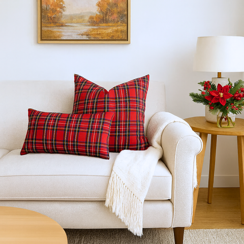 Tartan Plaid Cushion Cover 45x45 cm Red
