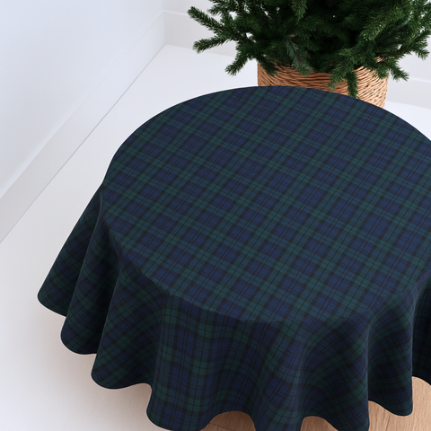 Tartan Plaid Round Table Cloth White