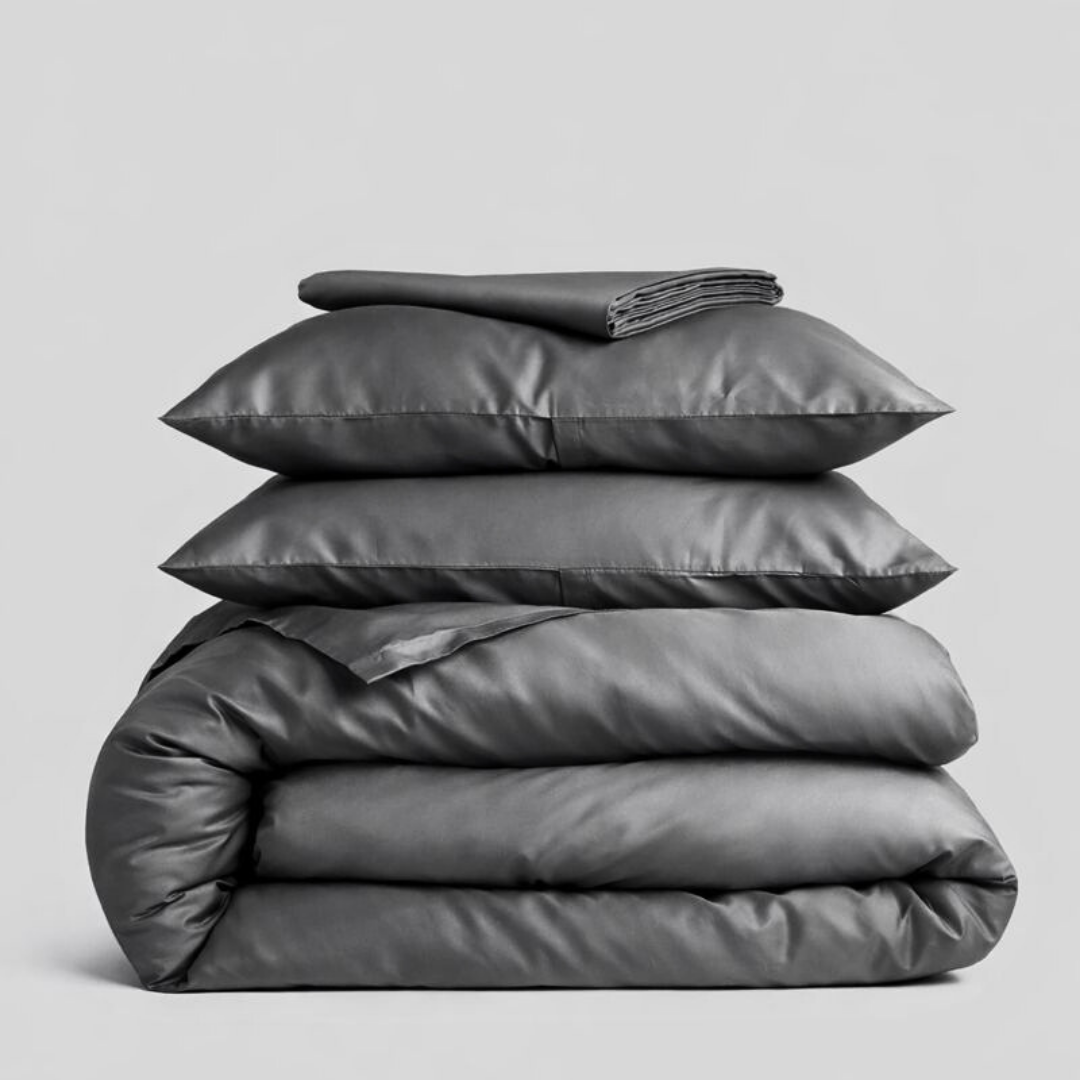 Clara Premium Pamuk Saten Çift Kişilik Nevresim Takımı 200x220 cm Metalik Füme