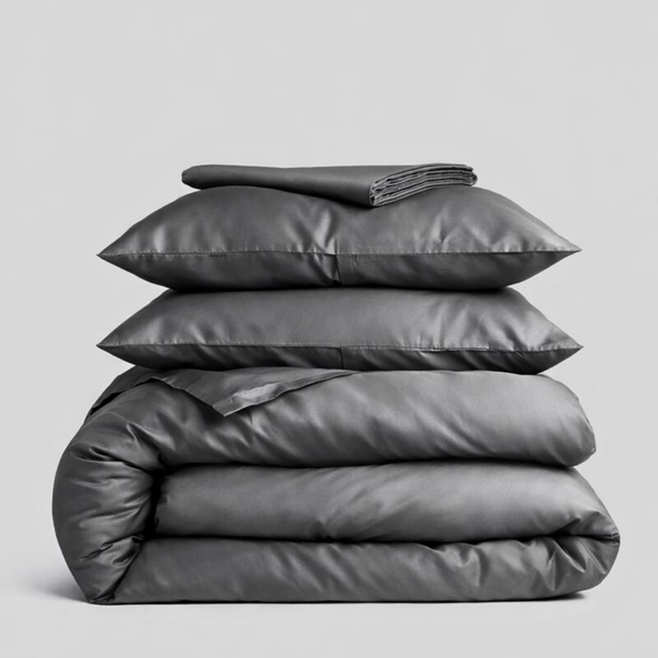 Clara Premium Pamuk Saten Çift Kişilik Nevresim Takımı 200x220 cm Metalik Füme