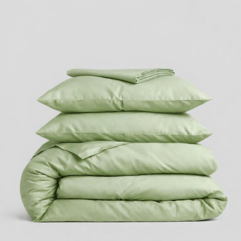 Clara Premium Pamuk Saten Çift Kişilik Nevresim Takımı 200x220 cm Yeşil