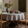 Genoa Woven Linen Stain Resistant Round Table Cloth White