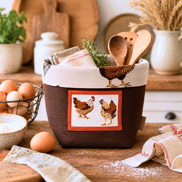 Bread Design Woven Basket Rooster Pattern