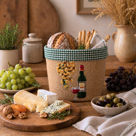 Wine Design Woven Basket Goblet Pattern