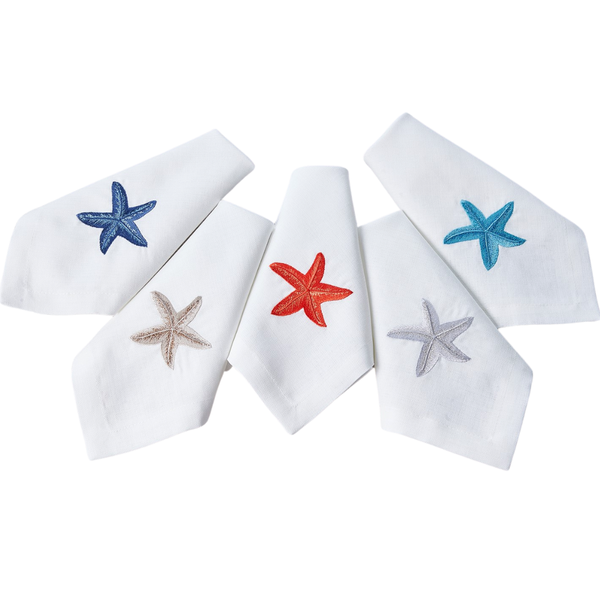 Sea Star Leke Tutmaz Keten Peçete 45x45 cm Mavi (2'li Set)