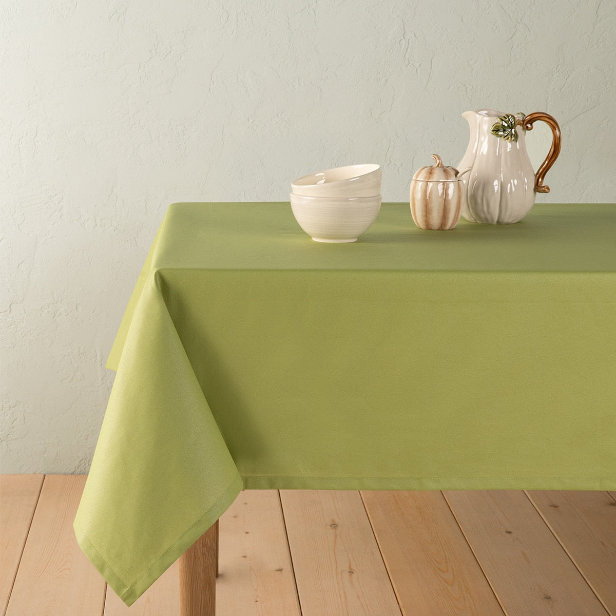 Genoa Woven Linen Stain Resistant Table Linen Light Green