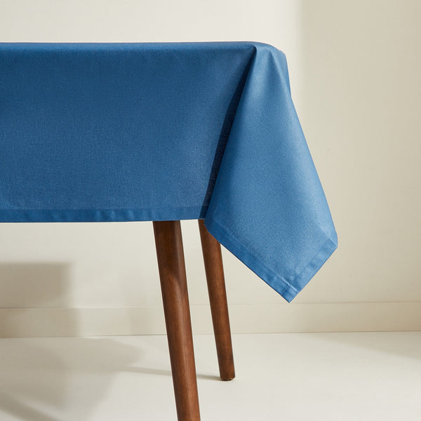 Genoa Woven Linen Stain Resistant Table Cloth Blue