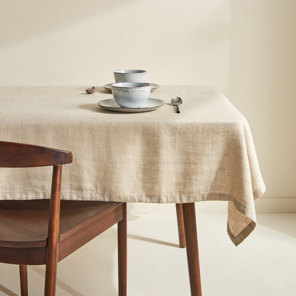 Vintage Natural Raw Linen Table Cloth