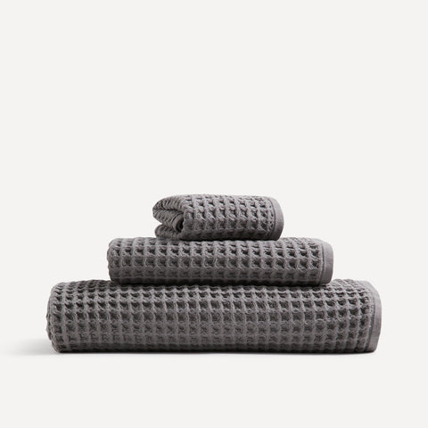 Waffle 100% Cotton 3-Piece Towel Set Anthracite