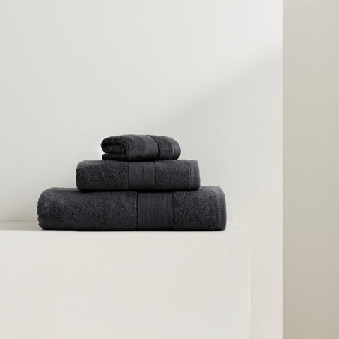 Leaf 100% Cotton Face Towel 50x70 cm Anthracite