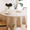 Liana Embroidered Natural Linen Table Cloth Set 160x160 cm
