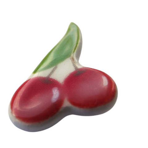 Cherry Handmade Ceramic Brooch - Lapel Pin