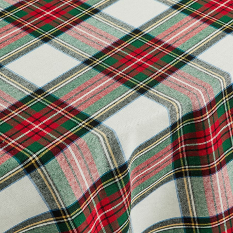Tartan Plaid Round Table Cloth White
