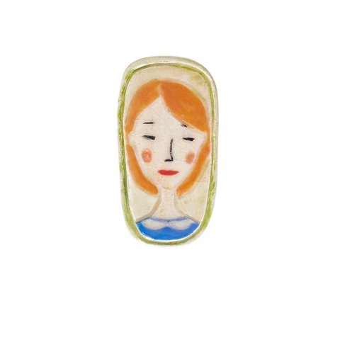Girl Handmade Ceramic Brooch - Lapel Pin