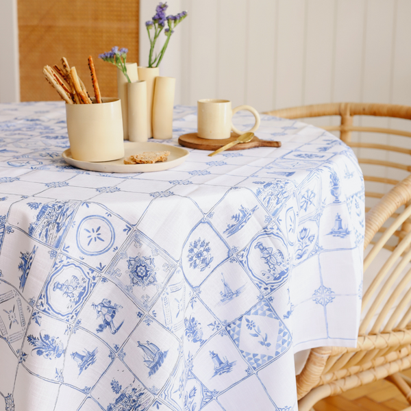 Lina Linen Stain Resistant Table Linen Blue