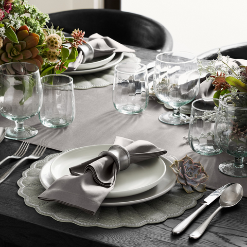 Genoa Woven Linen Stain Resistant Runner 50x150 cm Gray