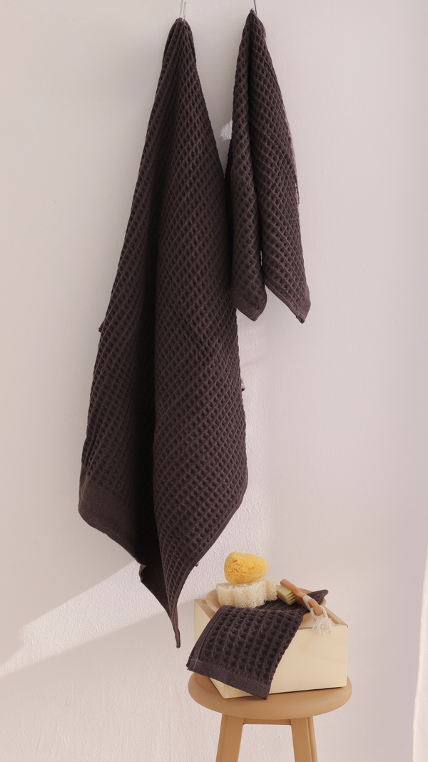 Waffle 100% Cotton 3-Piece Towel Set Anthracite