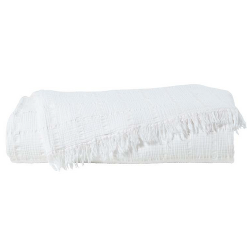 Antibes 4 Ply Jacquard Muslin Bedspread White