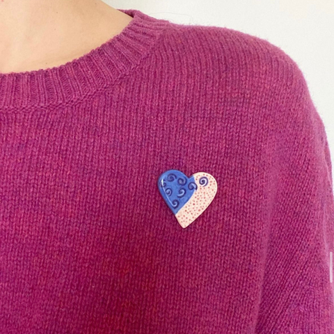 Heart Handmade Ceramic Brooch - Lapel Pin