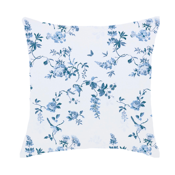 Birds &amp; Roses Throw Pillow Cover 45x45 cm Blue