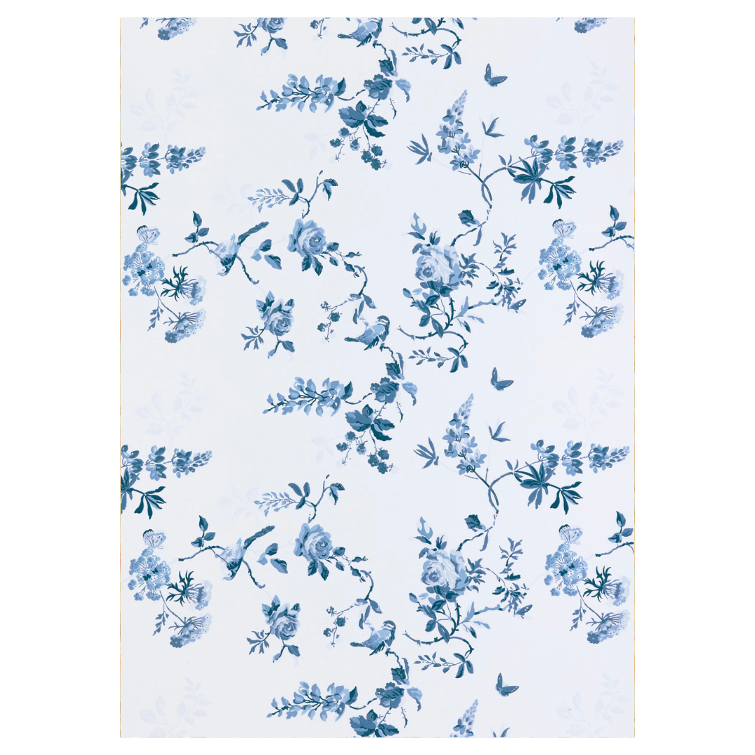 Birds & Roses Cotton Tablecloth Blue