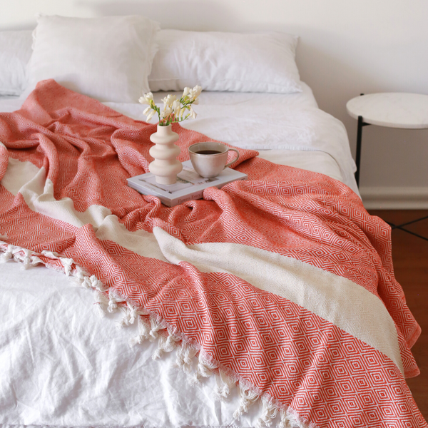 Ashley Multi-Purpose Double Cotton Bedspread 200x240 cm Orange