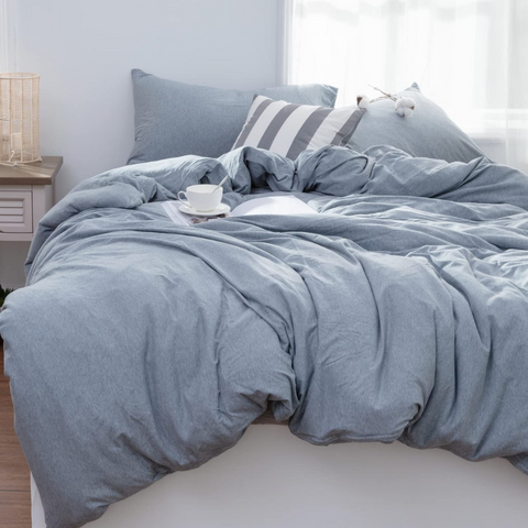 Carly Single 100% Cotton Plain Duvet Cover Set 160x220 cm Ice Gray