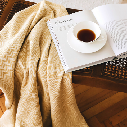 Alba 100% Cotton Throw Blanket 150x220 cm Yellow 