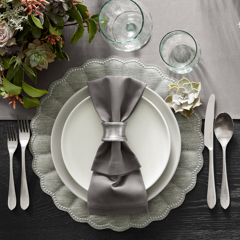 Genoa Woven Linen Stain Resistant Runner 50x150 cm Gray
