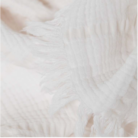 Antibes 4 Ply Jacquard Muslin Bedspread White