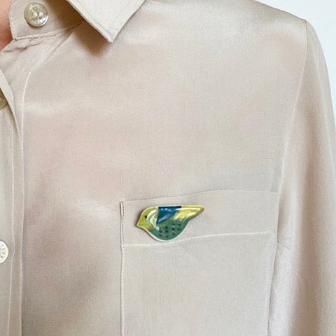 Bird Handmade Ceramic Brooch - Lapel Pin