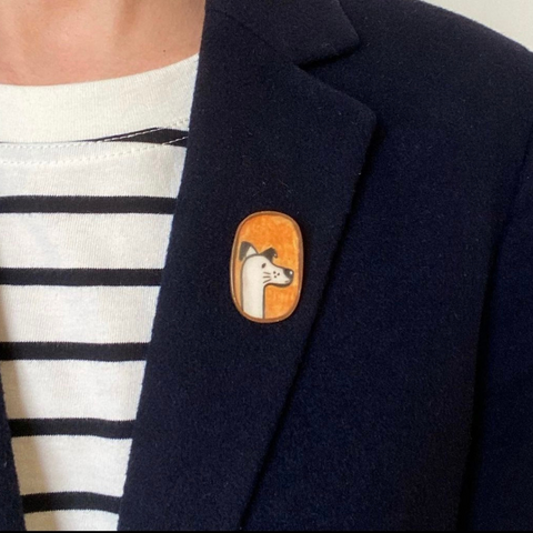 Dog Handmade Ceramic Brooch - Lapel Pin