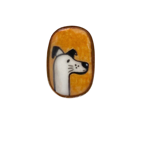Dog Handmade Ceramic Brooch - Lapel Pin