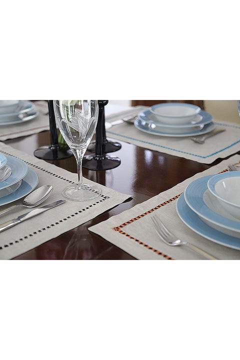 Milena Openwork Natural Linen Placemat White