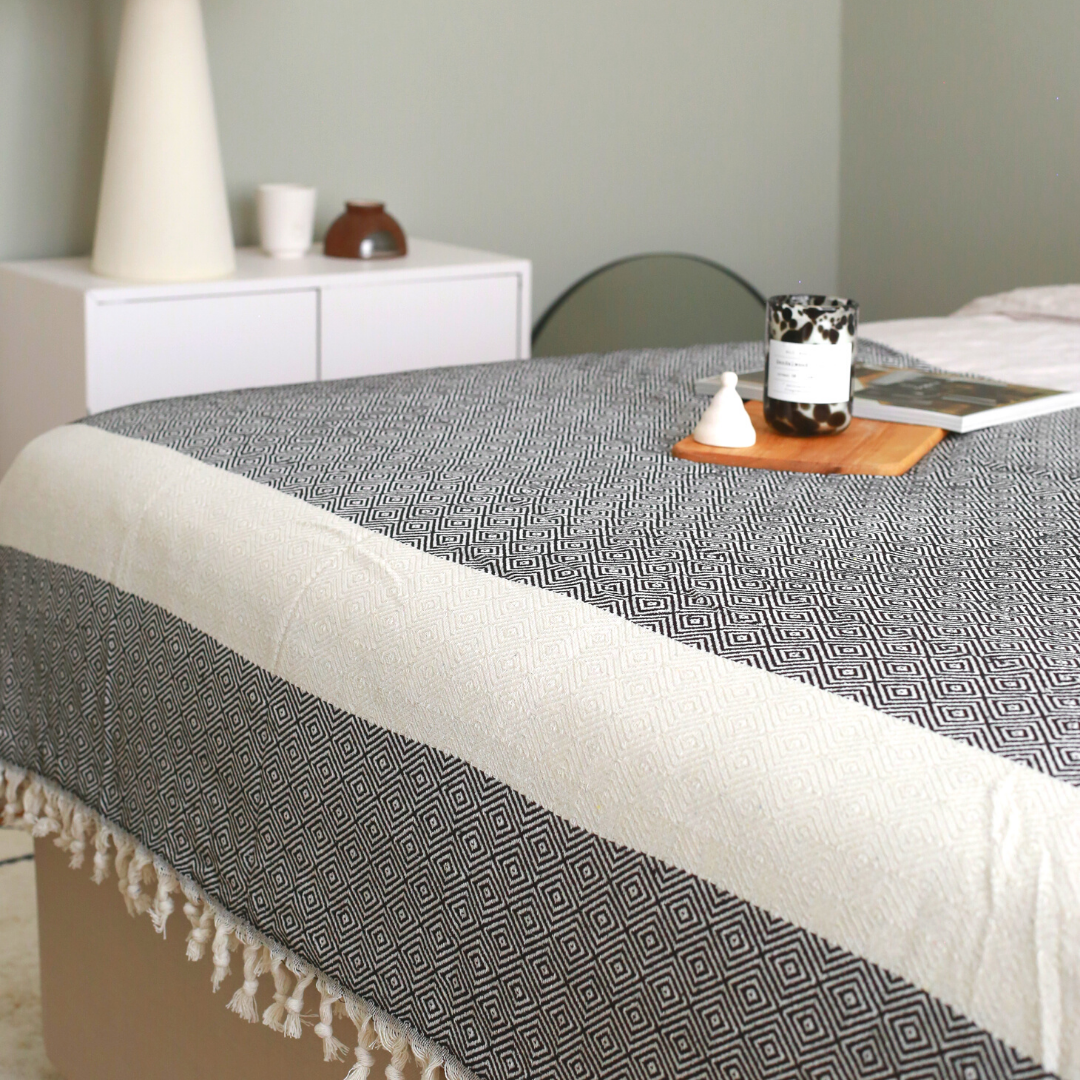 Ashley Multi-Purpose Double Cotton Bedspread 200x240 cm Black