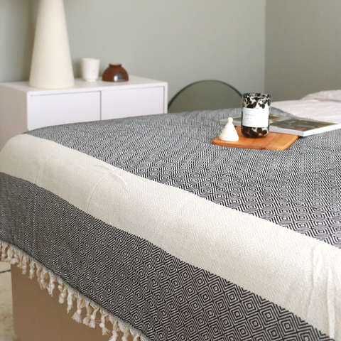 Ashley Multi-Purpose Double Cotton Bedspread 200x240 cm Black