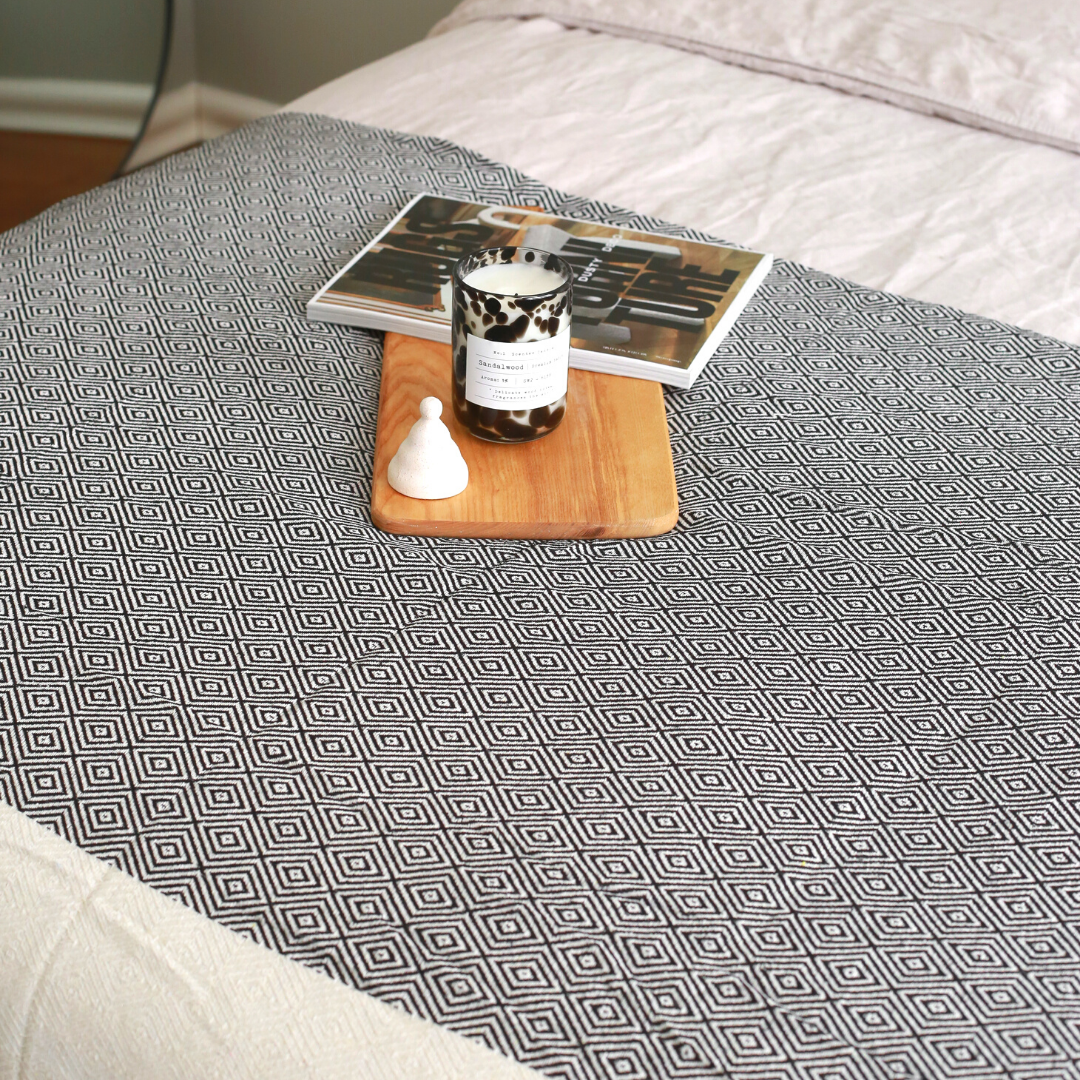 Ashley Multi-Purpose Double Cotton Bedspread 200x240 cm Black