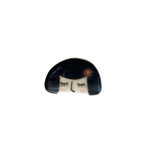Girl Handmade Ceramic Brooch - Lapel Pin