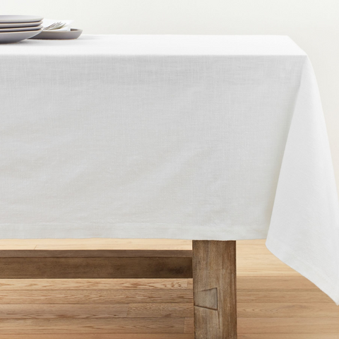 Vintage Natural Raw Linen Tablecloth White